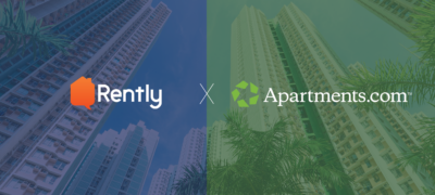 Miami skyline showing multifamily rental buildings with the Rently and Apartments.com logos symbolizing their partnership