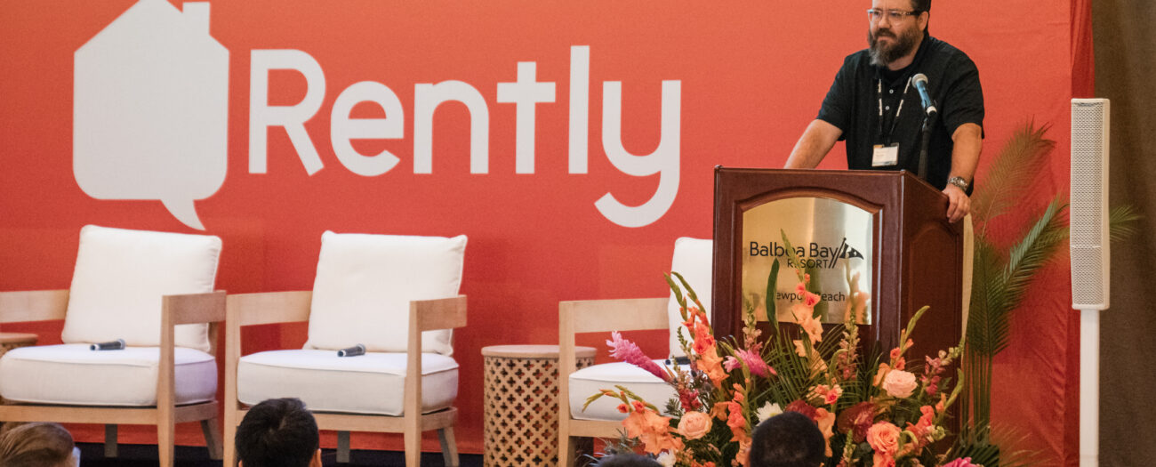 Rently CEO Merrick Lackner addressees the Rently Summit attendees