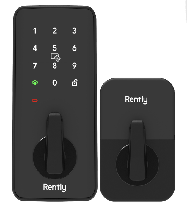 Rently Smart Bolt Armor MDL smart lock, keypad and interior views